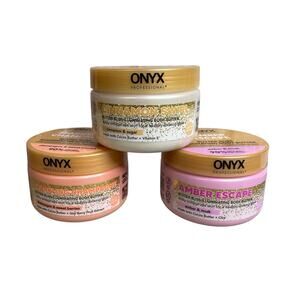 ONYX 3pc Lot Amber Escape Cinnamon Swirl & Sparkling Champagne Body Butter Bliss